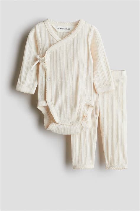 White 2-piece pointelle set for kids | H&M IN