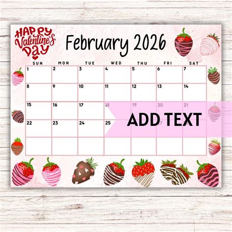 Cute February 2026 Calendar Printable