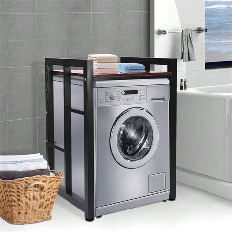 Thicked Steel Washer Dryer Stacking Rack Stand, Wooden Standing Washer ...