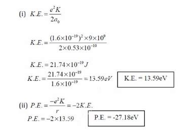 Calculate the kinetic energy and potential energy of an electron in the ...