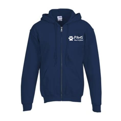 Navy Full Zip Logo Hoodie | PAWS New England