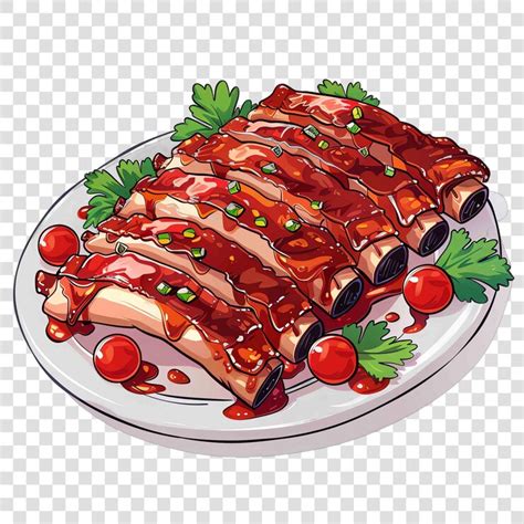 Bbq ribs transparent background watercolor clipart | Premium AI ...