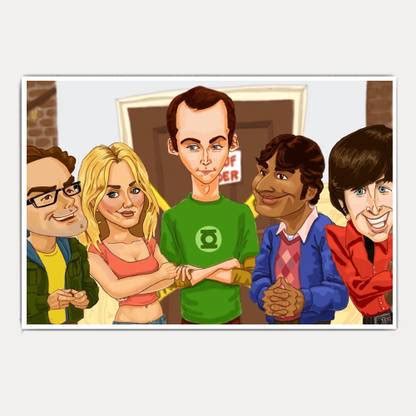 The Big Bang Theory Cartoon Art Shot (18x12) Paper Print - Abstract ...