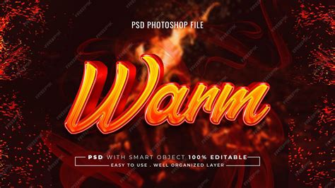Premium PSD | Warm 3d Editable Text Effect, PSD File, Design Template
