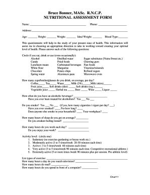 Nutrition Screening Forms Printable - Fill Online, Printable, Fillable ...