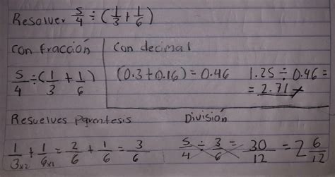 Como resolver 5/4÷(1/3+1/6) - Brainly.lat