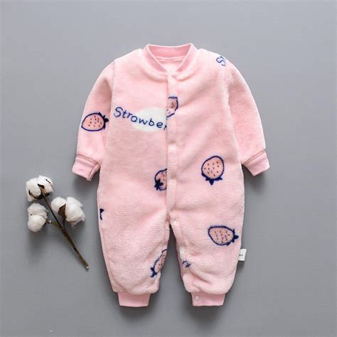 Newborn Infant Baby Cartoon Fleece Warm Romper Jumpsuit Soft Pajamas ...
