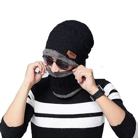 Buy ADBUCKS Snow Proof Inside Fur Wool Unisex Cap & Neck Warmer Set for ...
