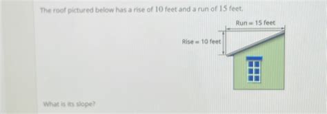 Solved: The roof pictured below has a rise of 10 feet and a run of 15 ...