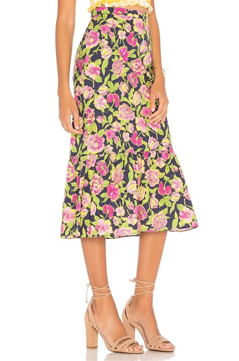 MDS Stripes Ruffle Pencil Skirt in Navy Floral | REVOLVE