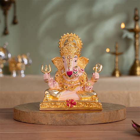 Dagdusheth Halwai Ganpati Murti - Gold Plated