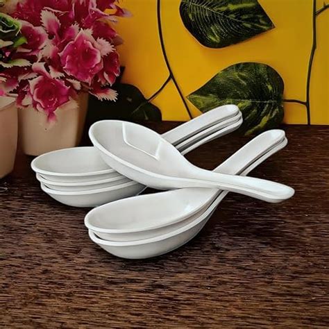 Vemlons Soup Spoon/Melamine Soup Spoon Set of 6 Microwave Safe-Pack of ...