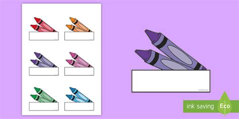 Colorful Crayons Self-Registration Labels - Classroom