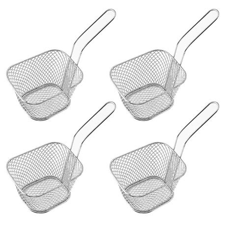 Odowalker 4 Pcs Mini Square Fry Baskets, 4.13×3.3×2.5inch Stainless ...