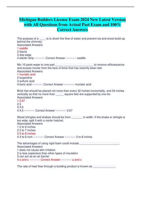 Michigan Builders License Exam 2024 New Latest Version with All ...