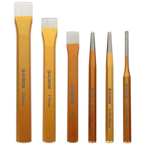 6 Pcs Cold Chisel Set Punch and Chisel Set - Steel Flat Chisel, Center ...