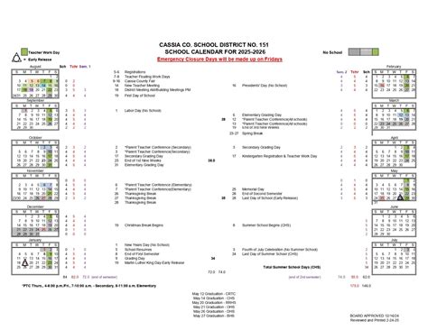 Cassia County School District Calendar 25-26 Revised [pdf] - EduCounty