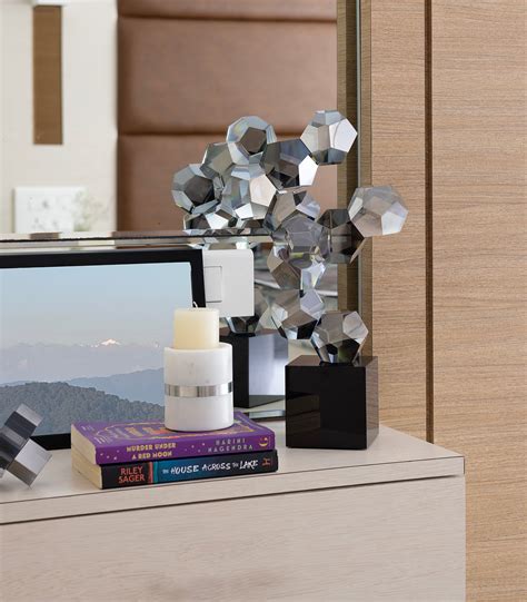 Buy Tall Grey Crystal Polygon Hive Sculpture for Home Decor