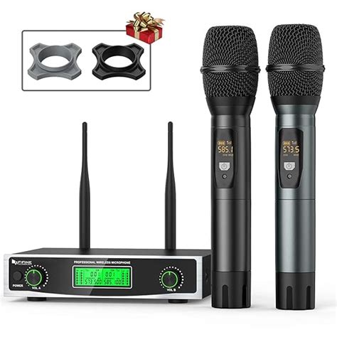 Fifine Wireless Microphone System, Two Handheld Dynamic Cordless Mic ...