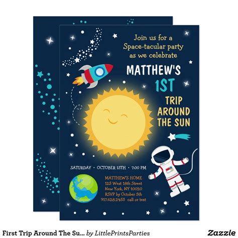 First Trip Around The Sun Invitation Free Web Find Customizable 1st ...