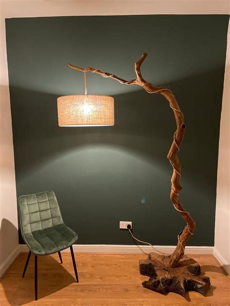 Handmade Tree Branch Floor Lamp with Shade | Diy floor lamp, Easy diy ...