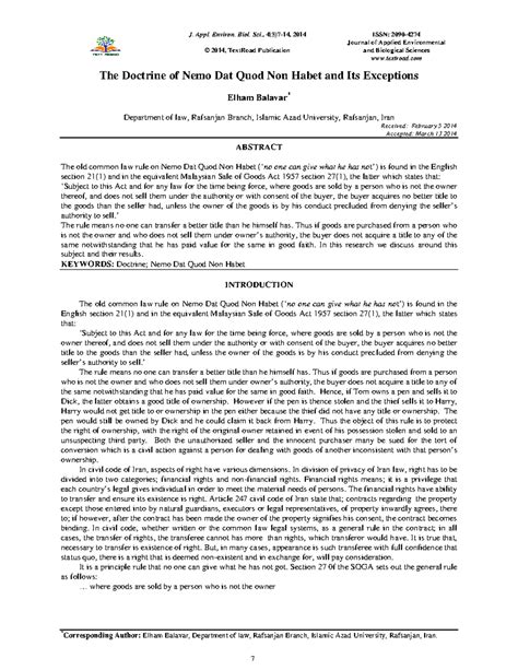 The Doctrine of Nemo Dat Quod Non Habet: Legal Insights and Exceptions ...