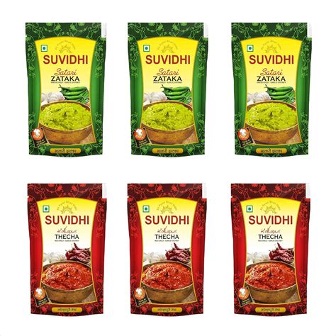 Suvidhi 3 Kolhapuri Thecha & 3 Satari Thecha 100g Each (Combo of 6 ...