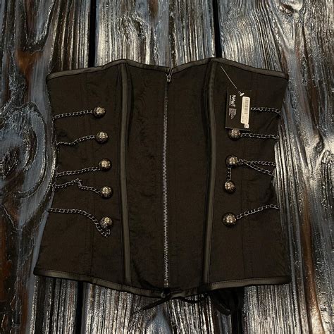 SPIRIT HALLOWEEN SIZE XL Black corset with silver... - Depop