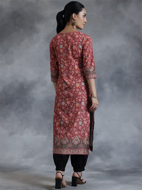 Buy Rust Printed Crepe Straight Kurta Online at Rs.519 | Libas