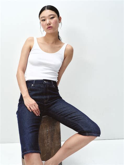 Slim Straight High Capri Jeans - Dark denim blue - Ladies | H&M IN