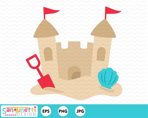 Sand castle clipart summer beach digital art instant download | Etsy