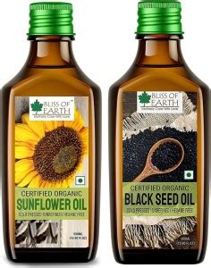 Bliss of Earth 500ml Black seeds oil+500ML Certified Organic Sunflower ...