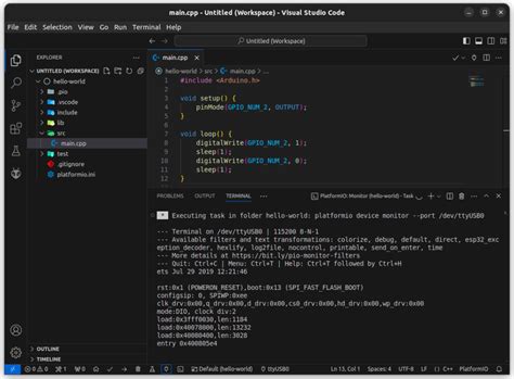 Image result for Esp32 Visual Studio Code HelloWorld