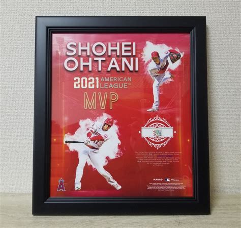 MLB 大谷翔平 エンゼルス 2021 AL MVP受賞記念 最優秀選手 フォトフレーム 実使用ボールピース Fanatics ...