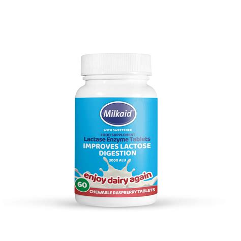Milkaid Lactase Enzyme Chewable Tablets - Lactose Intolerance Relief | Prevents Gas, Bloating ...