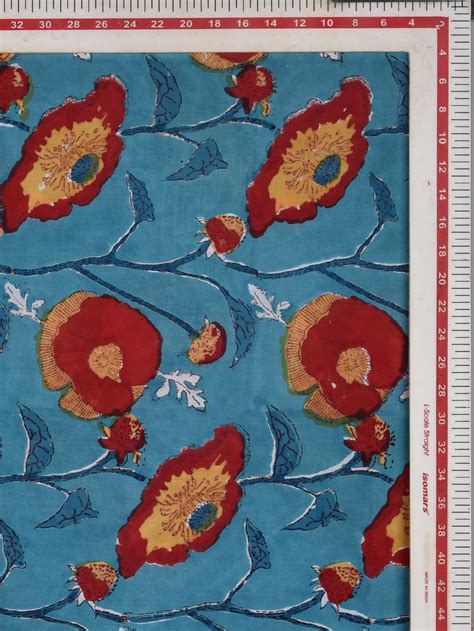 Bade Phool Cotton Cambric Sanganeri Hand Block Printed Fabric