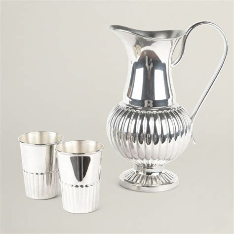 Royal Silver Jug & Glass Set – Fleur de Lis