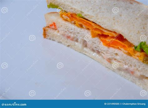 Sandwiches in White Plates on Wooden Floor Stock Image - Image of ...