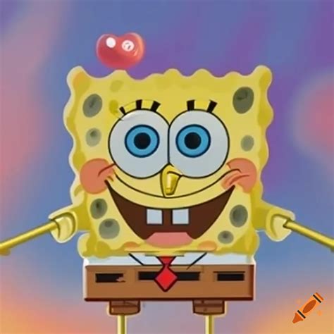 Colorful drawing of SpongeBob SquarePants with closed mouth on Craiyon