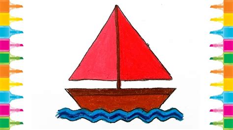 How to draw a simple Boat step by step | Learn Color for Kids | Easy ...