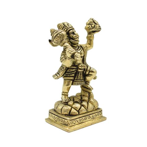 Brass Bajarang Bali Idol with Bala and Sanjeevani Mountain – PujaNpujari