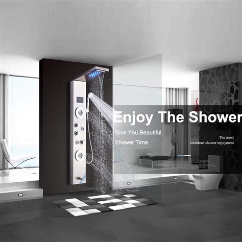 AlenArt Shower Panel Tower System LED Rainfall Waterfall Shower Head ...