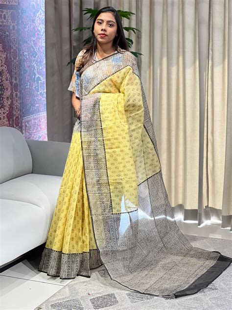 Floral And Geometrical Printed Muga Check Organza Saree | JSC490 – Aham ...