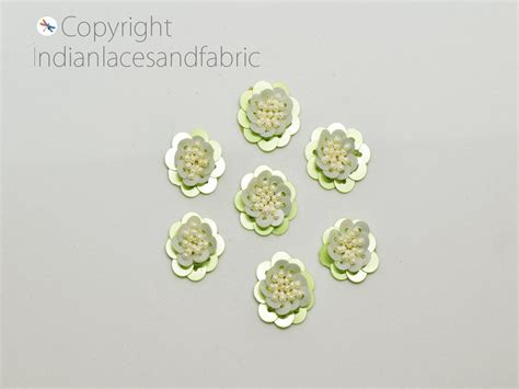 Buy 25 Beaded Flower Shaped Rhinestone Applique Indian Embroidery ...