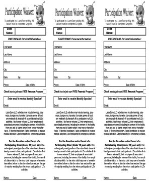 Fillable Online PARTICIPANT Personal Information PARTICIPANT Personal ...