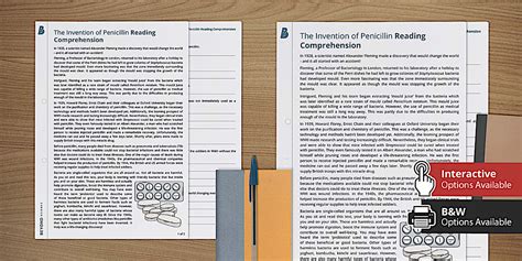 Penicillin Reading Comprehension Activity