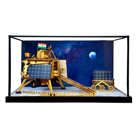 Chandrayaan 3 Vikram Lander Wooden Art Model with Pragyan Rover Enclos ...