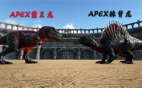 【方舟实验室145】APEX霸王龙 VS APEX棘背龙！！！_哔哩哔哩_bilibili