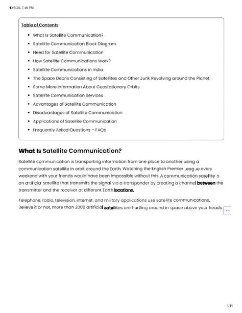 Satellite Communication Overview - ECE 7:46 PM - Studocu