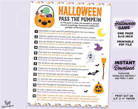 Pass the pumpkin game printable halloween pass the prize game printable ...